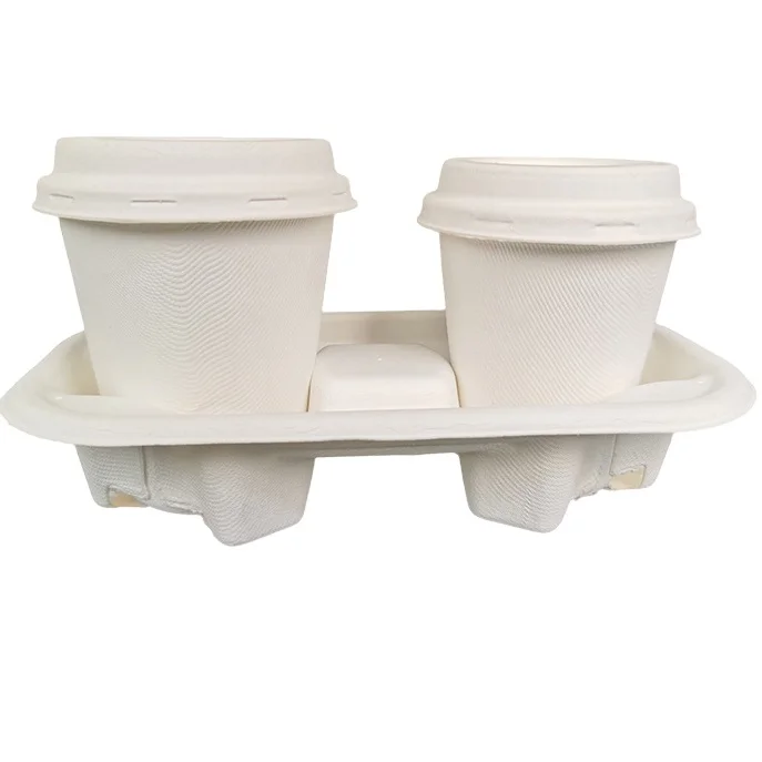 Disposable paper cups, biodegradable sugarcane pulp Paper pulp milk tea cups with lids, coffee hot drinks takeaway packaging pap