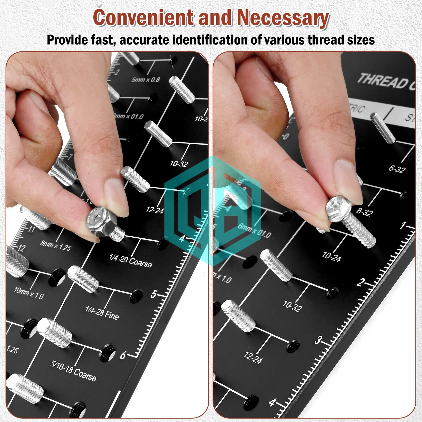 Nut and Bolt Thread Checker Set Carbon Steel Thread Identifier Gauge Standard and Metric Size Precise Screw Measuring Tool