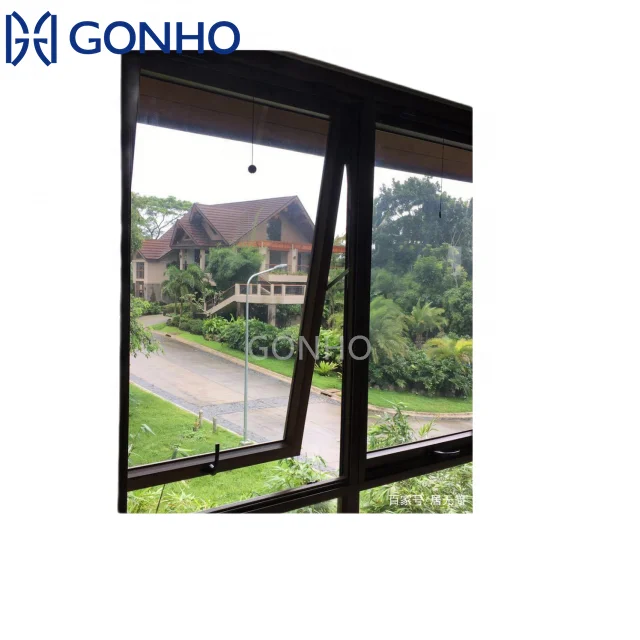 GONHO Free design gas strut double steel folding awning window australia standard crank handle  hung window