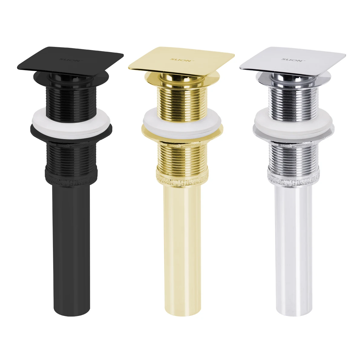 Bathroom Basin Drainer Stopper Vanity Waste Drain Vessel Sink Push Down Pop Up Drain with Overflow