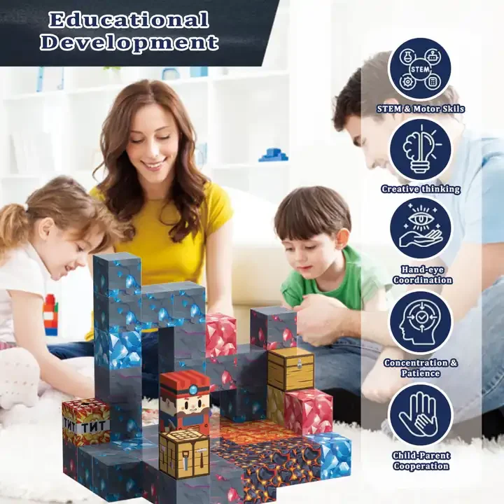 CAYI My World Magnetic Block Dungeon Adventure Creative Diy Magnetic   Toys Cubes Building Block Set Educational Toys for kids