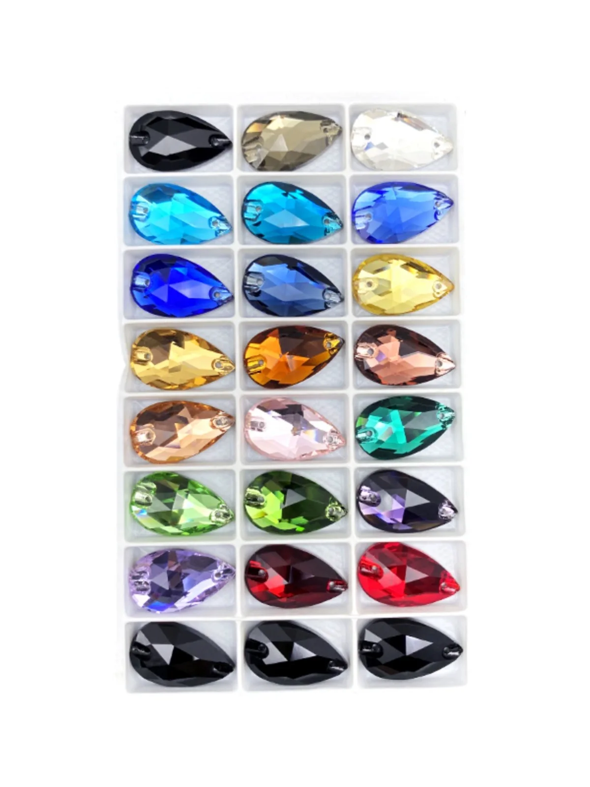 SZ Pear Drop Sew - on K9 Rhinestones Crystal Rhinestones Two Holes Diamond Flat Back Glass Rhinestones For Dress decoration