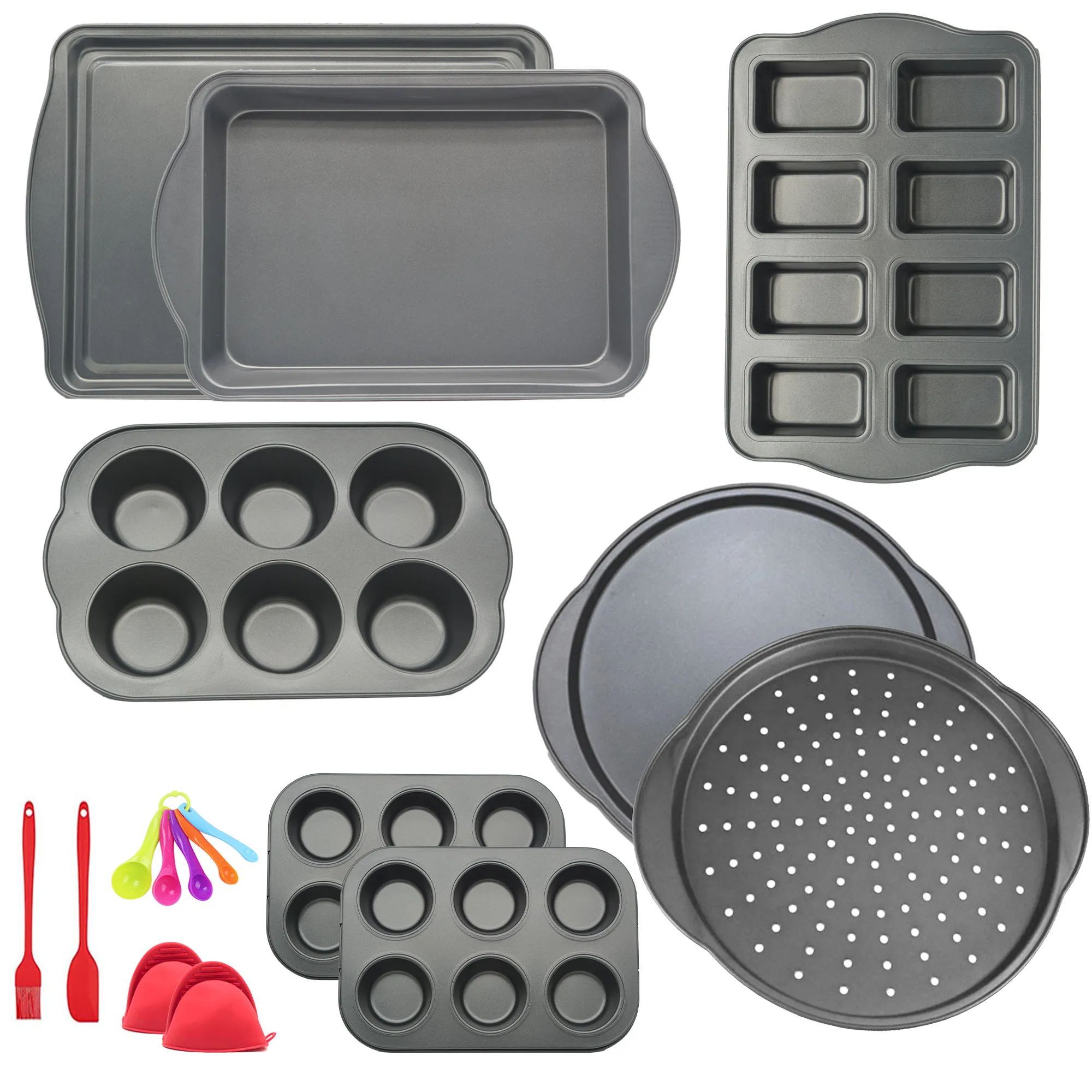 138308  8 pieces baking pan cover non-stick cover with silicone brush bake single cake, pizza, cookies