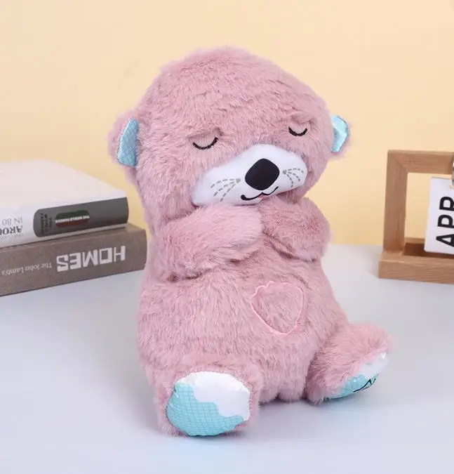 Custom plush breathing baby otter soothing toy sleeping baby sleeping otter plush doll gift otter doll