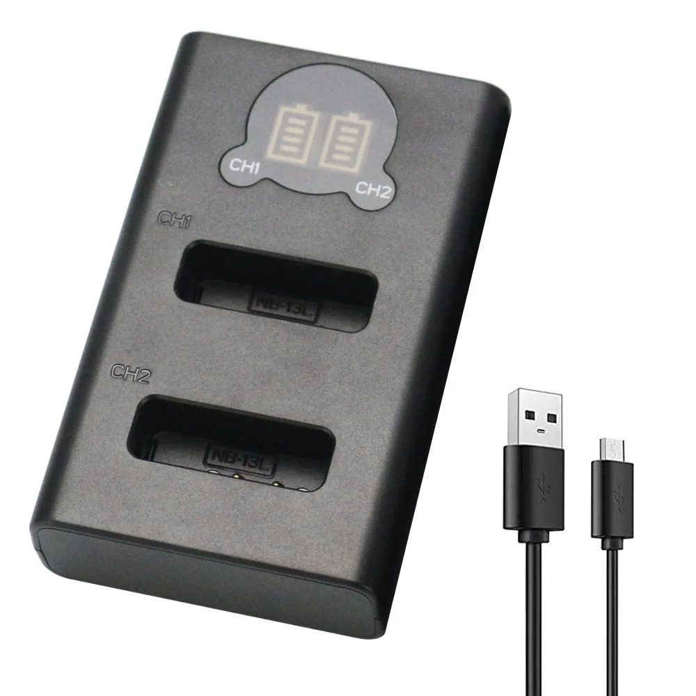 Powertrust NB-13L Быстрый двойной зарядное устройство с ЖК-экраном для объектива Цифрового Фотоаппарата Canon G5X G7X G9X G7C Mark II SX620HS SX720HS