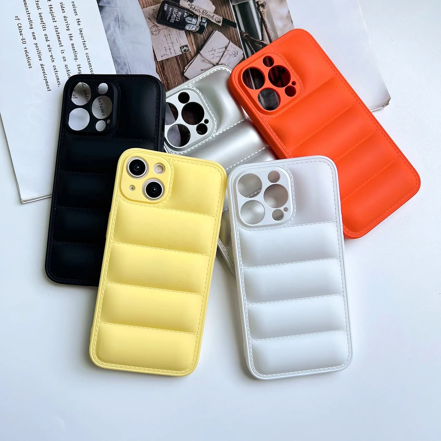 2022 New Design Soft TPU phone case Cover For iPhone 13 Pro Max 11 12 XS X MAX 7 8 thick Down Jacket Soft Phone Case