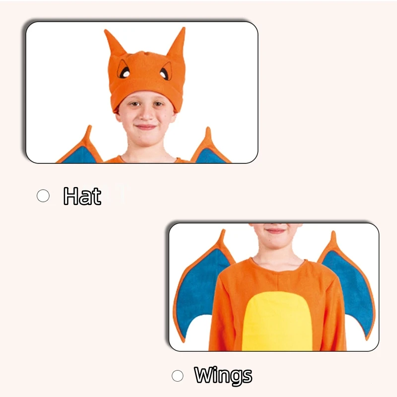 Charmander Косплей Костюм для Хэллоуина мультяшный набор вечеринки детский сценический костюм