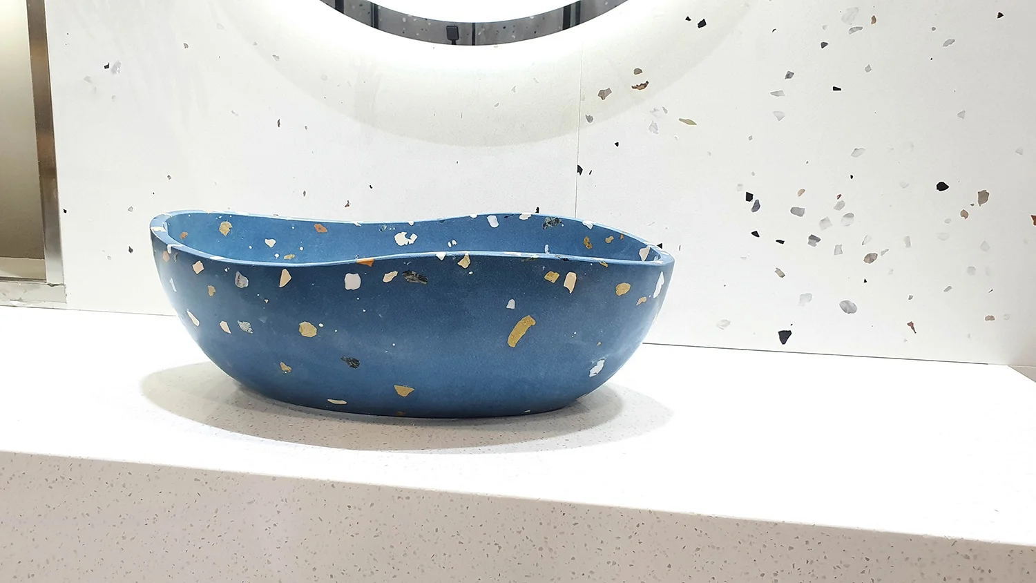 BOTON STONE Cement Concrete Lavatory Blue Sinks Terrazzo Stone Bathroom Toilet Porcelain Wash Basin