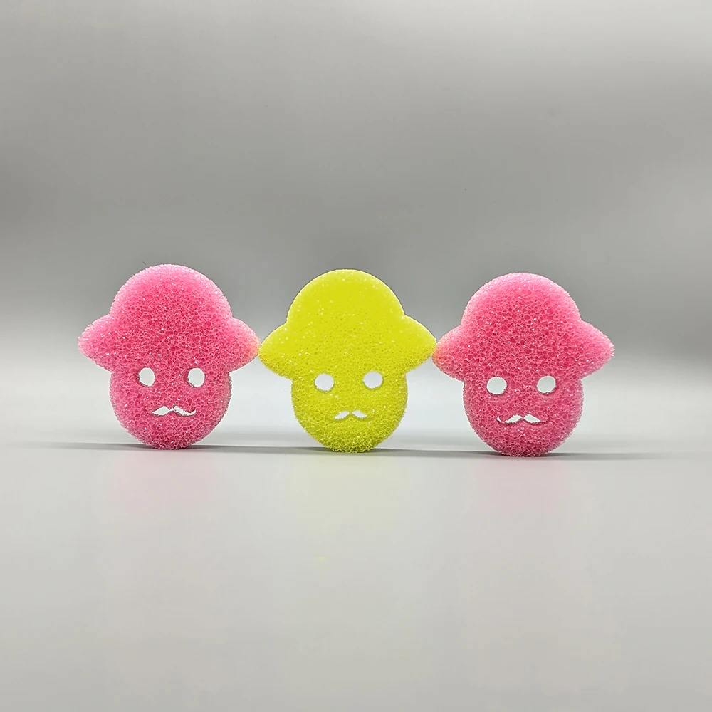 Daddy Style Color Paper Box Smiley Face Sponge For Kitchen Washing Scratch Free Deep Cleaning Scrubbier Temperature Thermo