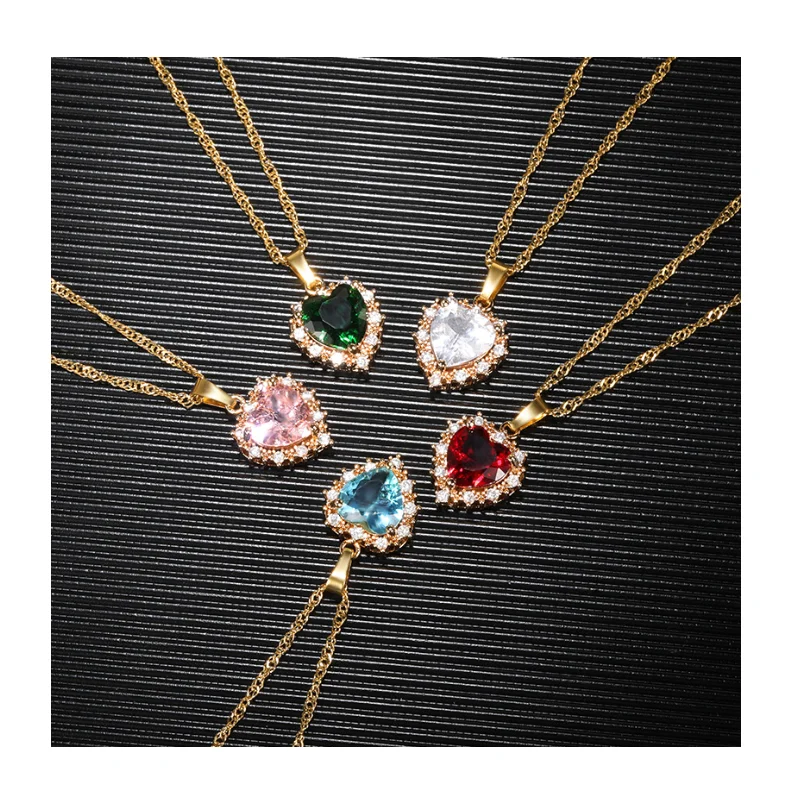 Женское ожерелье с кулоном в виде рубинового сердца, бриллиантовое ожерелье, камень на день рождения для женщин, подарок на день рождения для нее