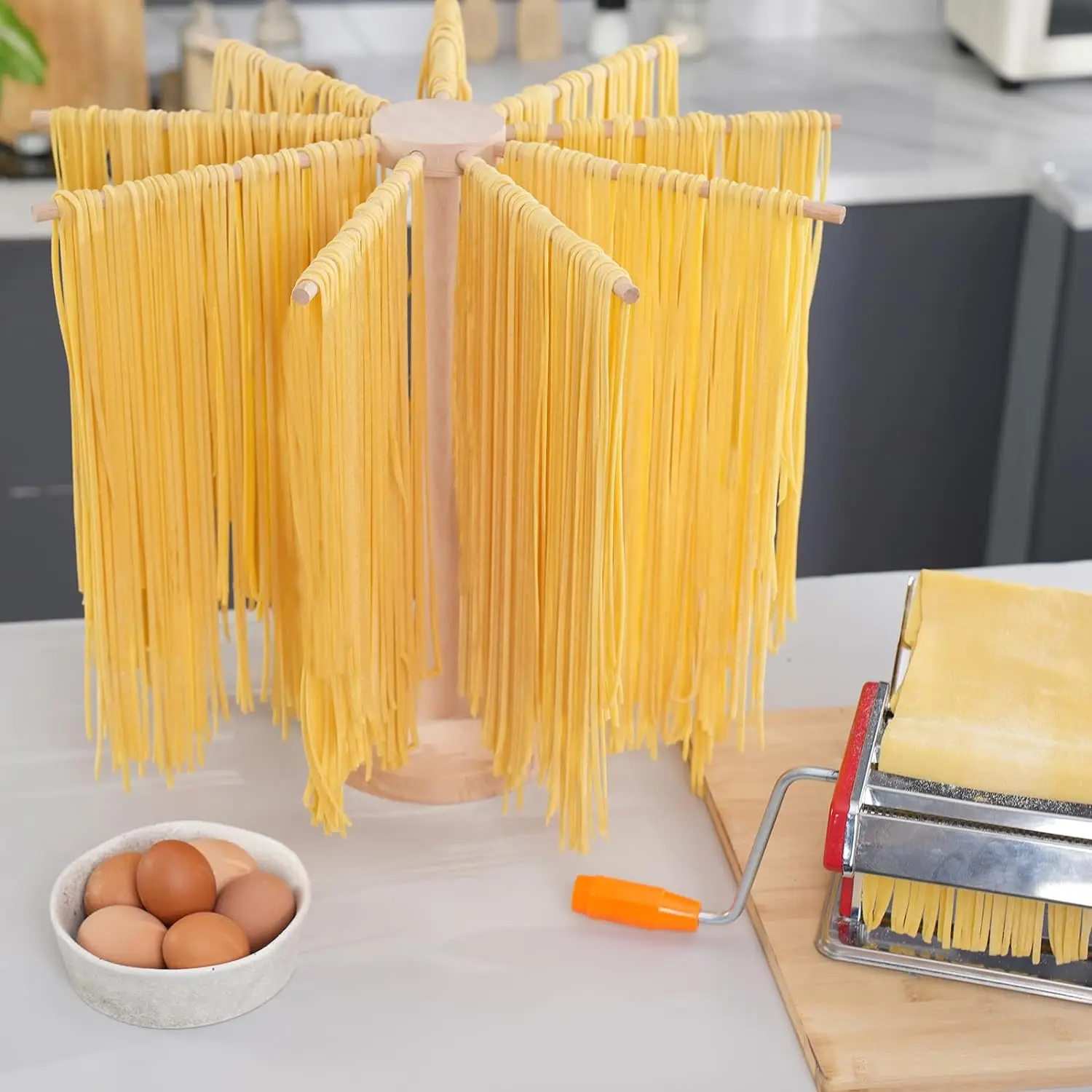 LOW MOQ Efficient Lightweight Bamboo Pasta Drying Rack For home kitchens
