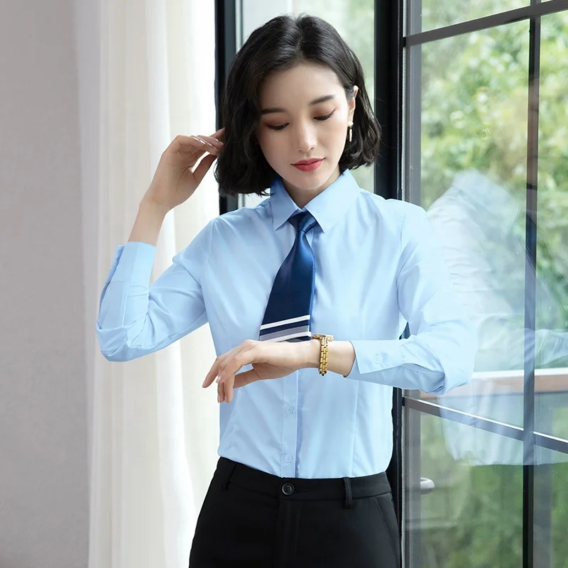 Professional Shirt Long Sleeve New High-end Formal Shirt Slim Fit Anti-wrinkle Temperament Interview Work Clothes for Women