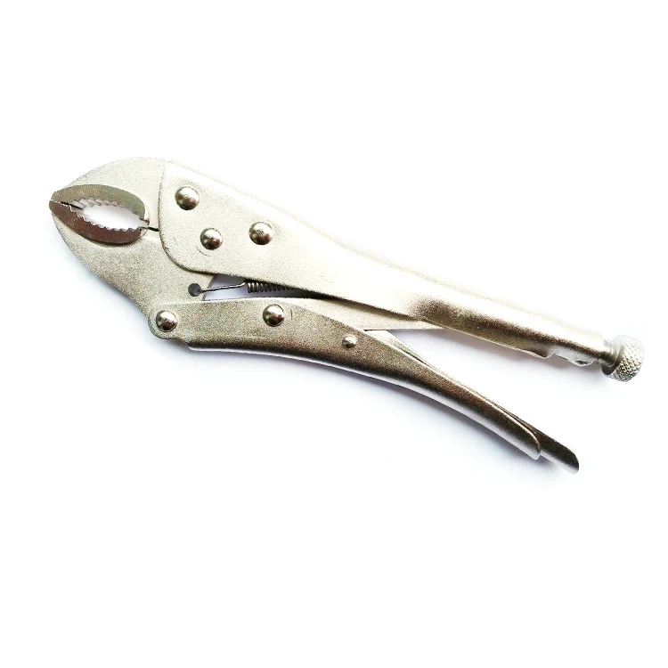 7-Inch Curved Jaw Locking Pliers with Wire Cutter, Premium Cr-V Construction,    Fit for Clamping Twisting Welding