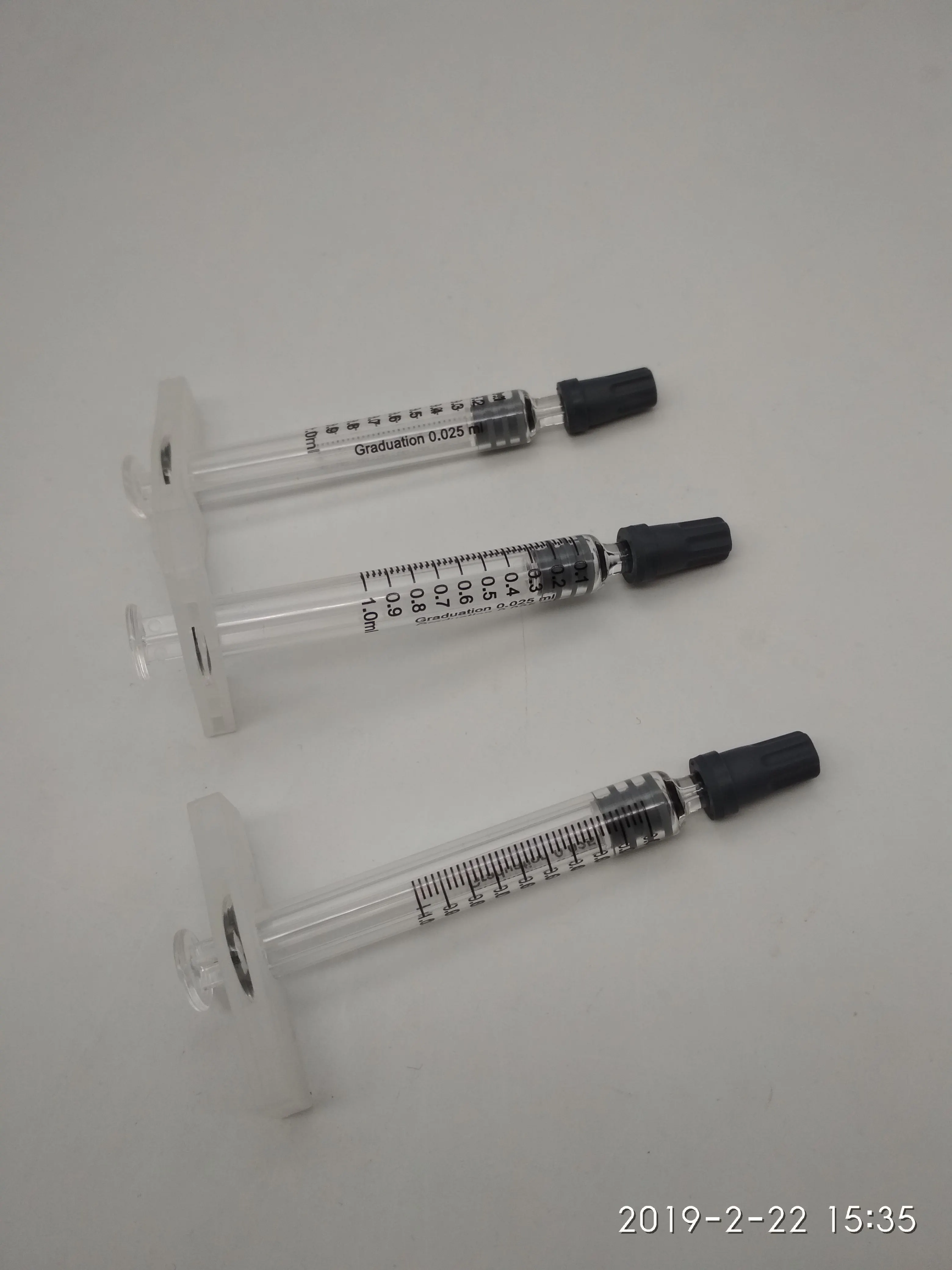1ml prefilled long glass syringe with needle/luer lock/tip cap