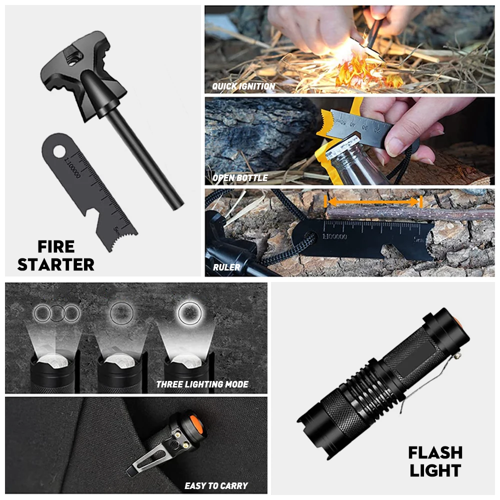 8 in 1 Survival Kit Outdoor Camping Emergency Survival Tools Set