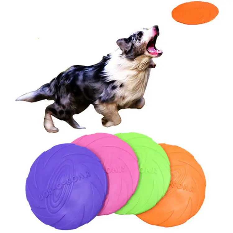 Soft Rubber Pet Training Toy Interactive Resistance Bite Dog Chew Toys Pet Flying Discs Dog Frisbeed