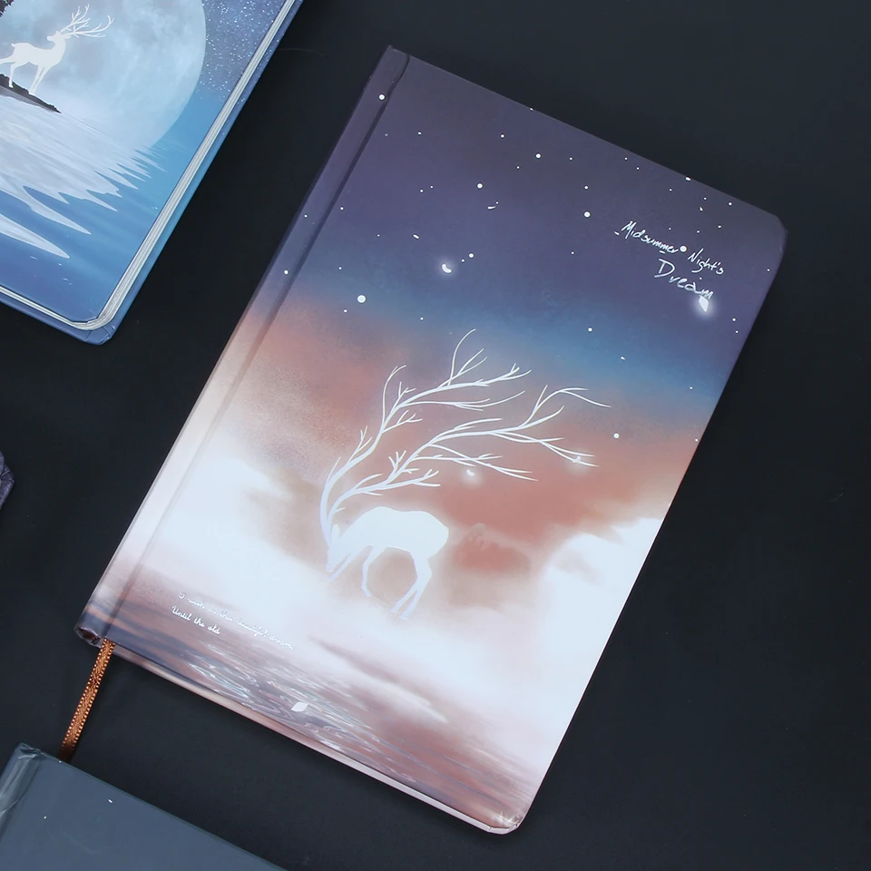 luminous Journal Notebook student kawaii Hardcover Picture Inside Stationery Deer Creative Hardcover Notebook For Women Gifts