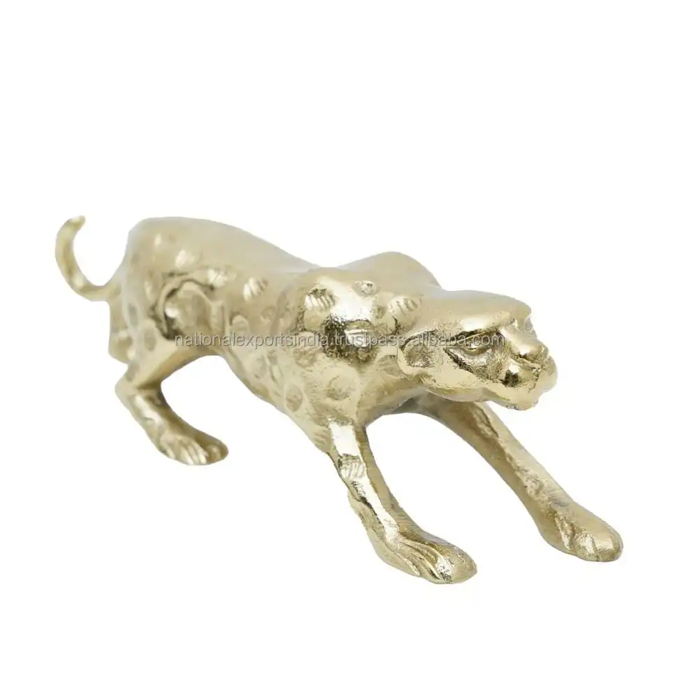 Home Decor Gold Plated Aluminium Panther Christmas   Statue Decoration