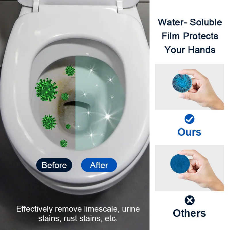 30 Days 50G Solid Automatic Deodorizer Disposable Toilet Cleaning Blue Flush Toilet Bowl Cleaner Blocks