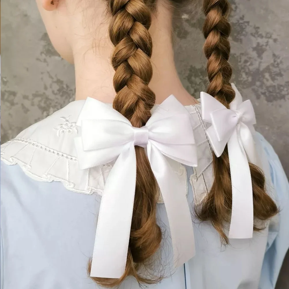 Wholesale Ribbon Bow Hairpin Girls Hair accessories Solid color headwear bow scrunchie