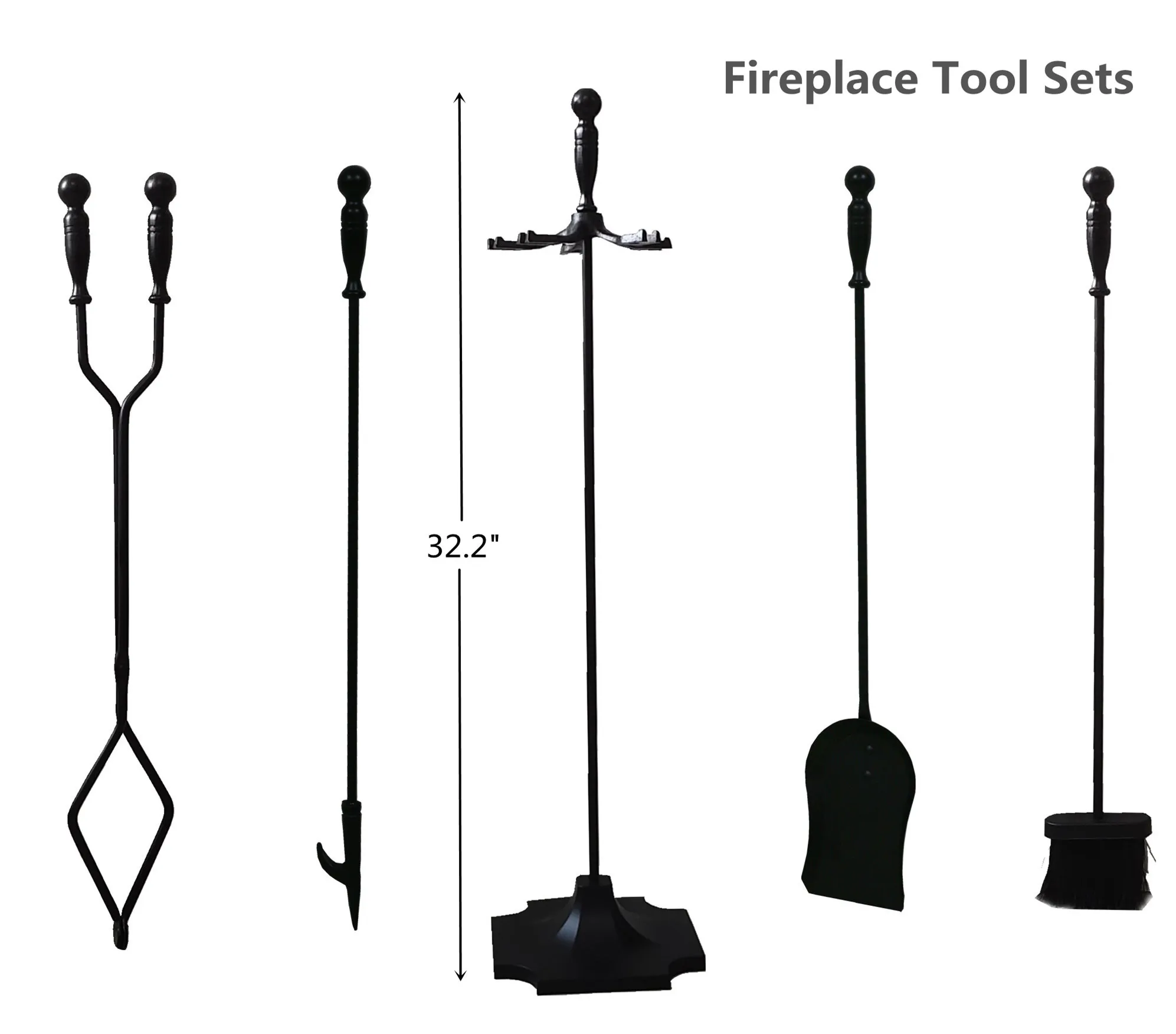 Good quality stainless steel handle fireplace stove accessories tool  5 pieces  fireplace tools set