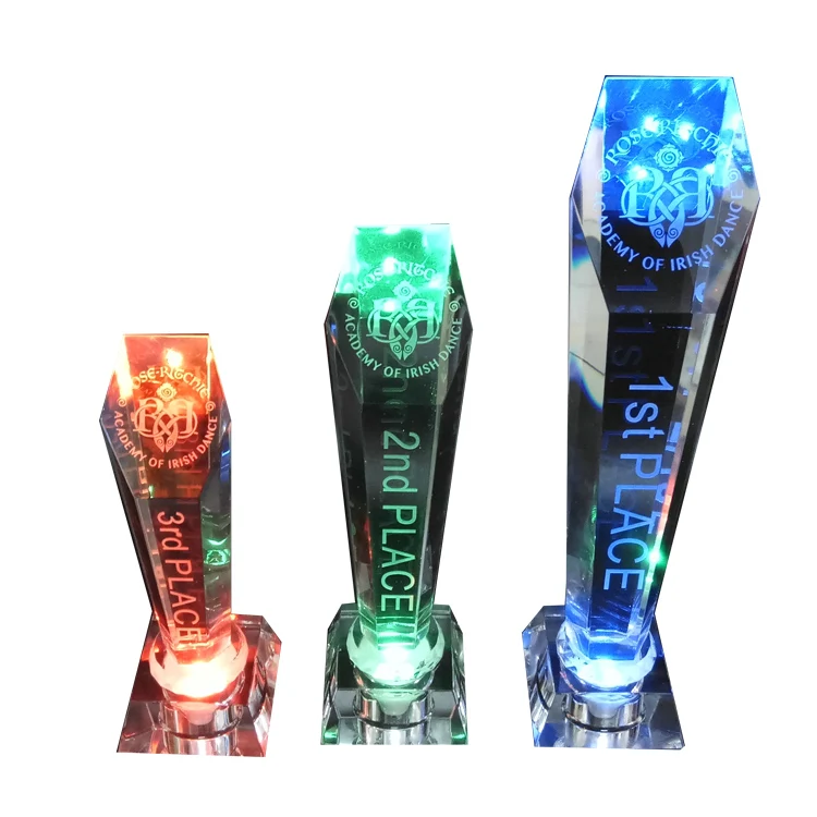Custom Engraved K9 Model Champions Award Crystal Trophy with LED Lighting for Sports Golf Basketball Dance Music-Souvenir Gift