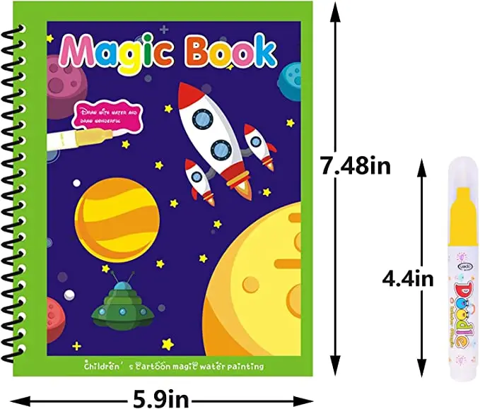 Educational Toy Reusable Doodle Mat Magic Water Drawing Book for Kids Opp Bag Cartoon Picture Water Books 5 to 7 Years /