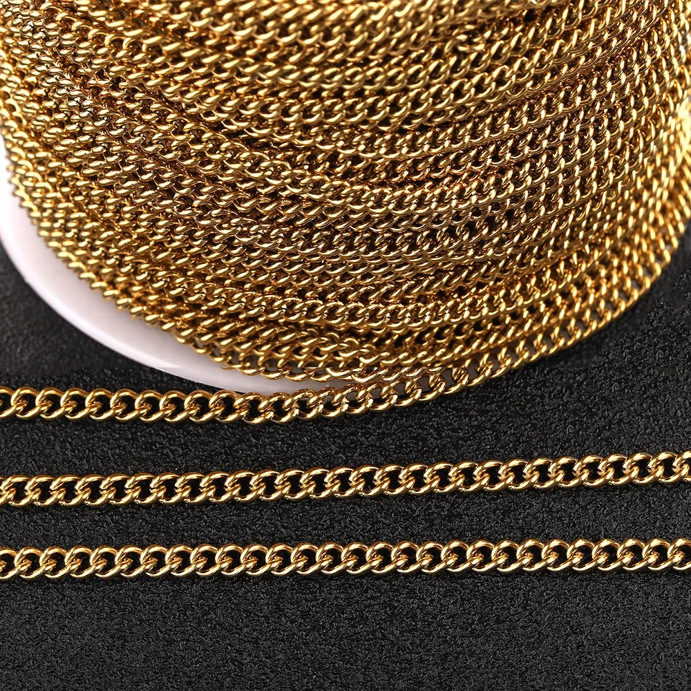 Tarnish free small thin stainless steel link chain for DIY necklace bracelet jewelry making