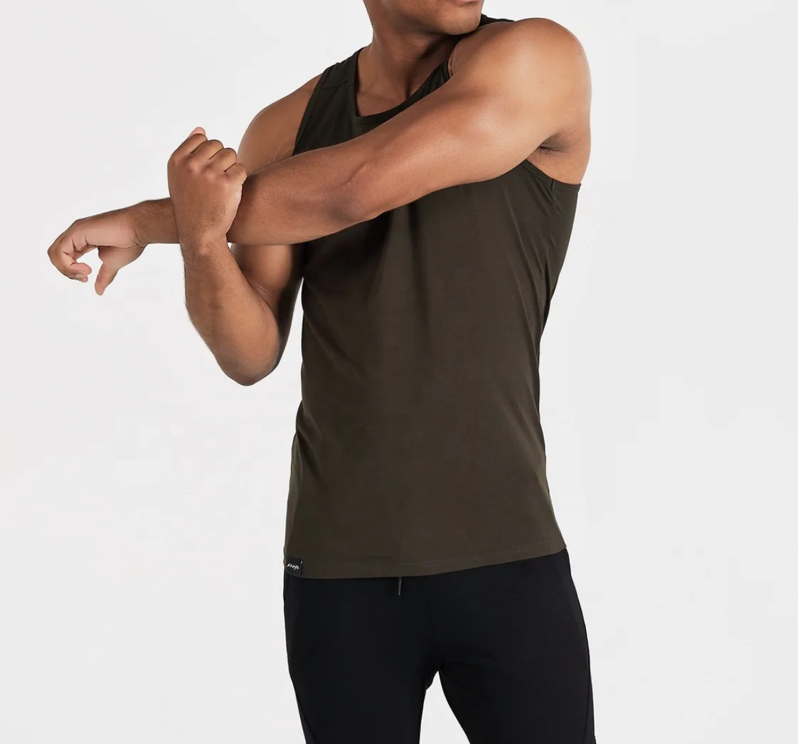 Wholesale Custom logo Cotton Moisture Wicking Muscle Athletic Shirts Sleeveless Fitness Wear Workout Men Gym Tank Top For Men