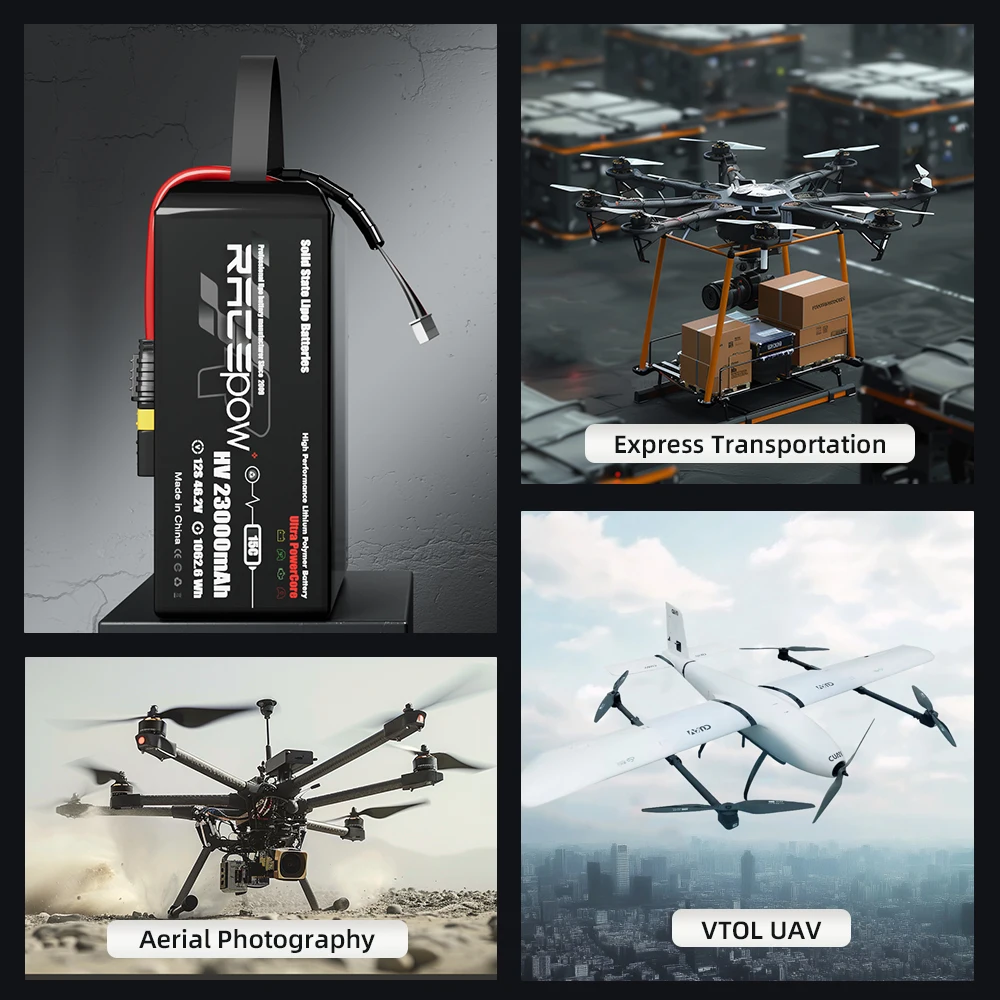 Racepow manufacture solid state battery 6S 12S  3.7V 3.85V  22000mAh 23000mAh for Industrial/firefighting/cleaning Drone Uav