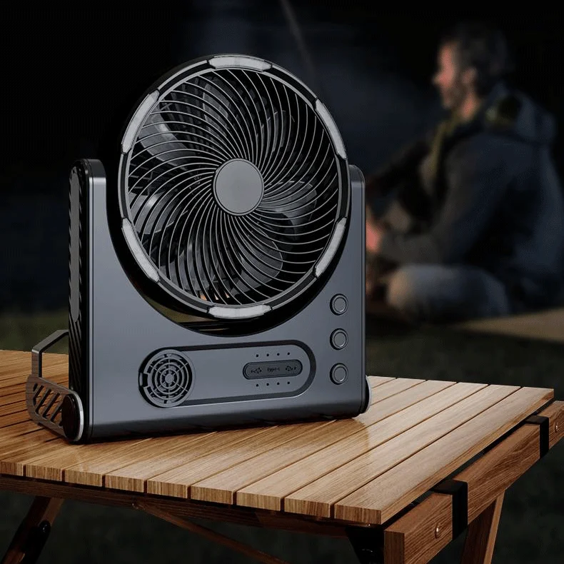 IHomey Rechargeable Outdoor Fan Suspensible Portable Camping Fan With Led Light Outdoor Camping Fan