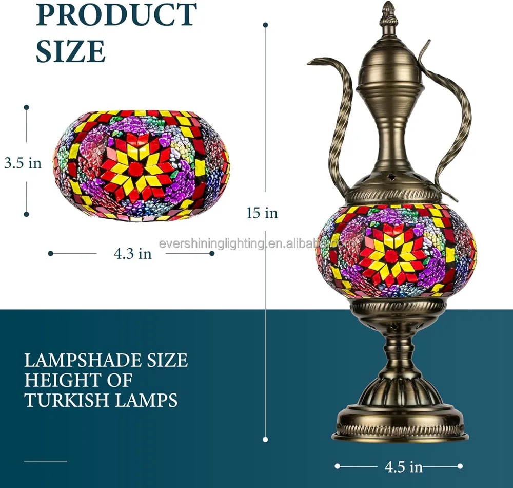 Marrakech GLass Handmade DIY Turkish Mosaic Teapot Table Lamp Craft Kit