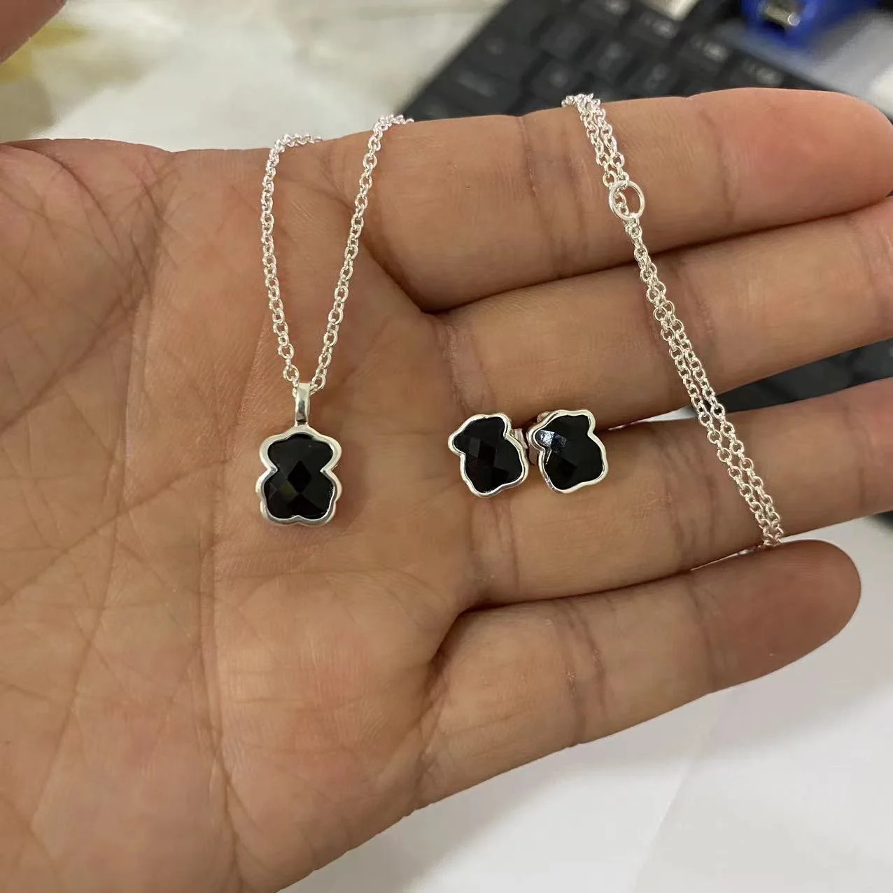 New Arrival hotsell 14k 18k gold plated 925 sterling silver touses bear earring ring jewelry sets for woman