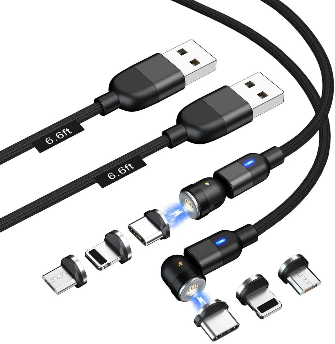 Магнитный зарядный usb-кабель 5 А, нейлоновый Плетеный Магнитный usb-кабель 2 м