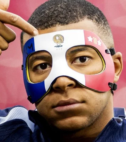 2024 Европейский Чемпион международного чемпионата по футболу Mbappe France из углеродного волокна баскетбольная защитная маска для носа в наличии