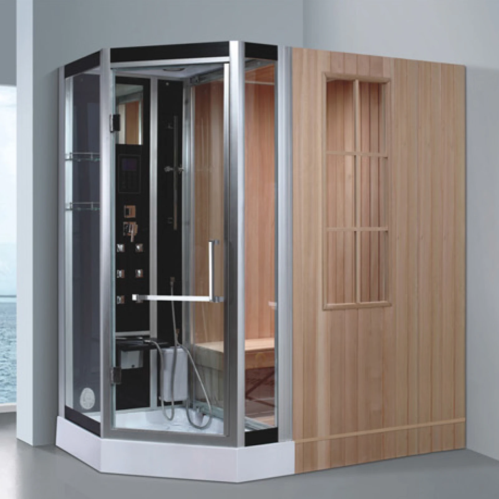 wood steam shower/ wooden steam cabinet/ wood sauna box steam bath