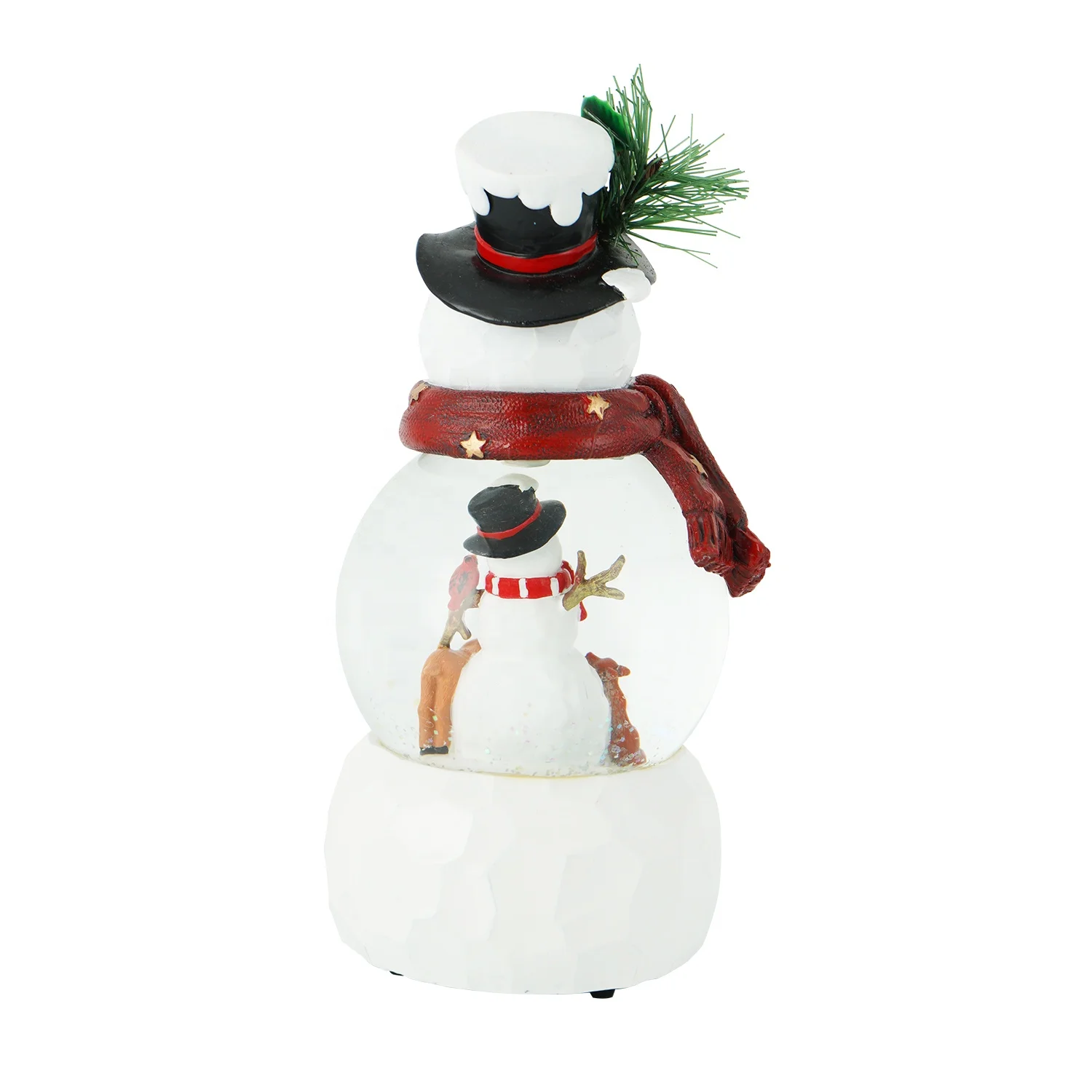 Resin Cheap Snowman Festival Custom Polystone Water Globe Snowman Christmas Musical Snow Globes