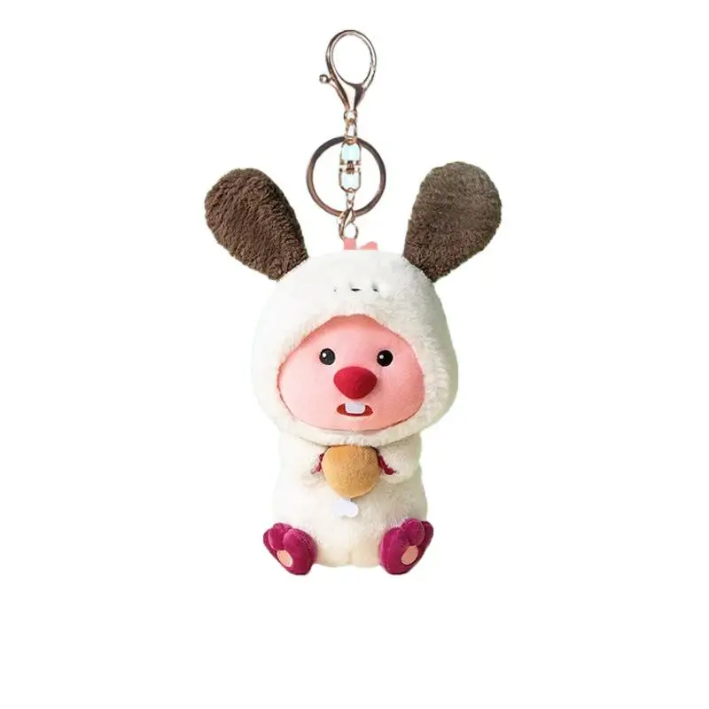10cm Kawaii Korea Cartoon Pororo Series Plush Keychain Beaver Loopy Plush Toys Gift for Kids