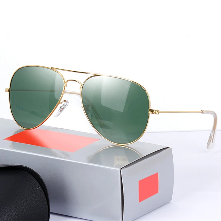 Top Quality Glass Lens Eyewear Vintage Pilot Brand Designer Shades Women Fashion Luxury Sun Glasses Unisex Sunglasses For Men