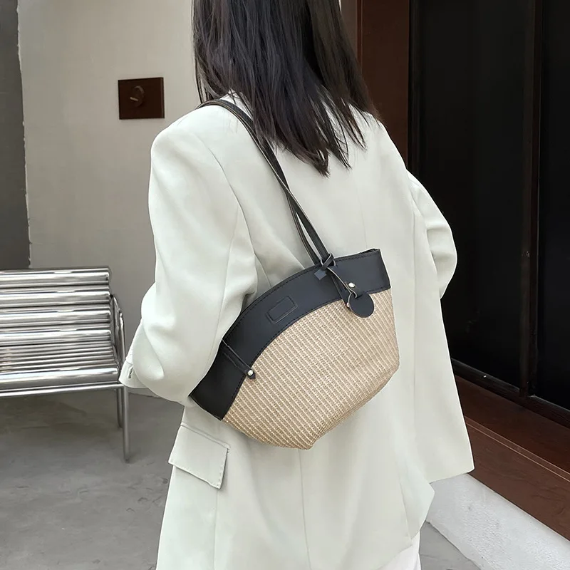 2022 Hot Selling Fashion Women Beach Straw Bag Machine Weave Straw Cheap Price Straw Hand Bag Famous Brand Handbags