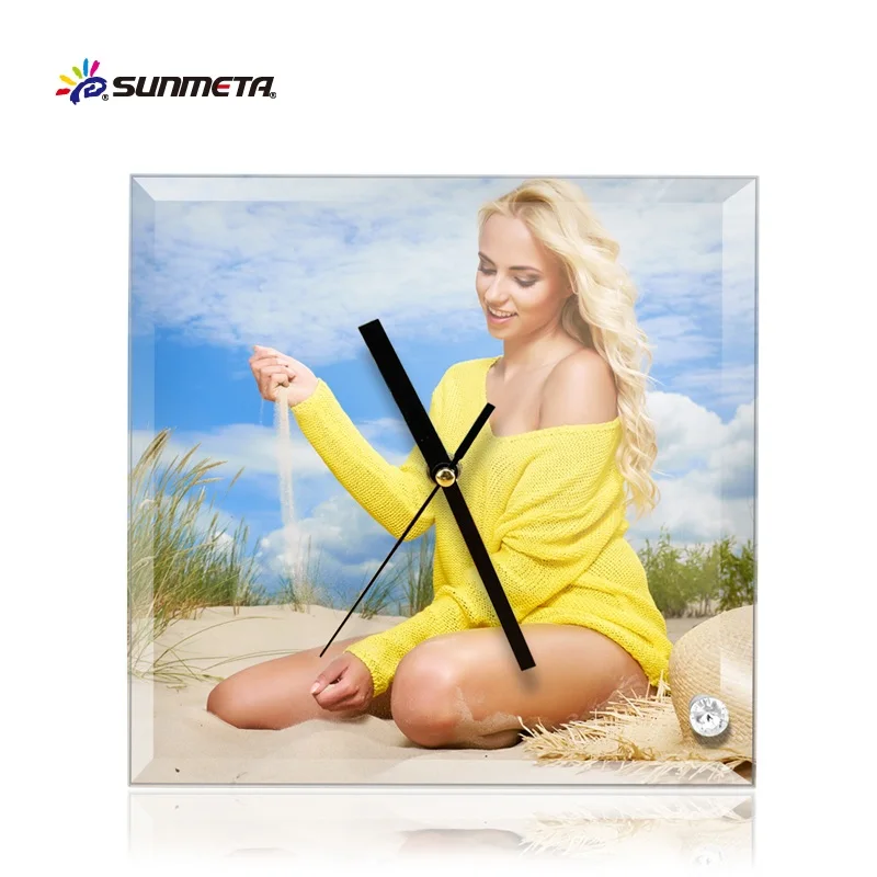 Sunmeta пользовательские печатные сублимационные стекла с часами фото