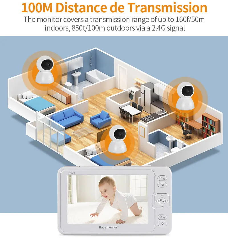  Монитор для радионяни с экраном 4 3 дюйма 2 Мп 1080P FULL HD ночное видение Wi-Fi функция двухсторонней