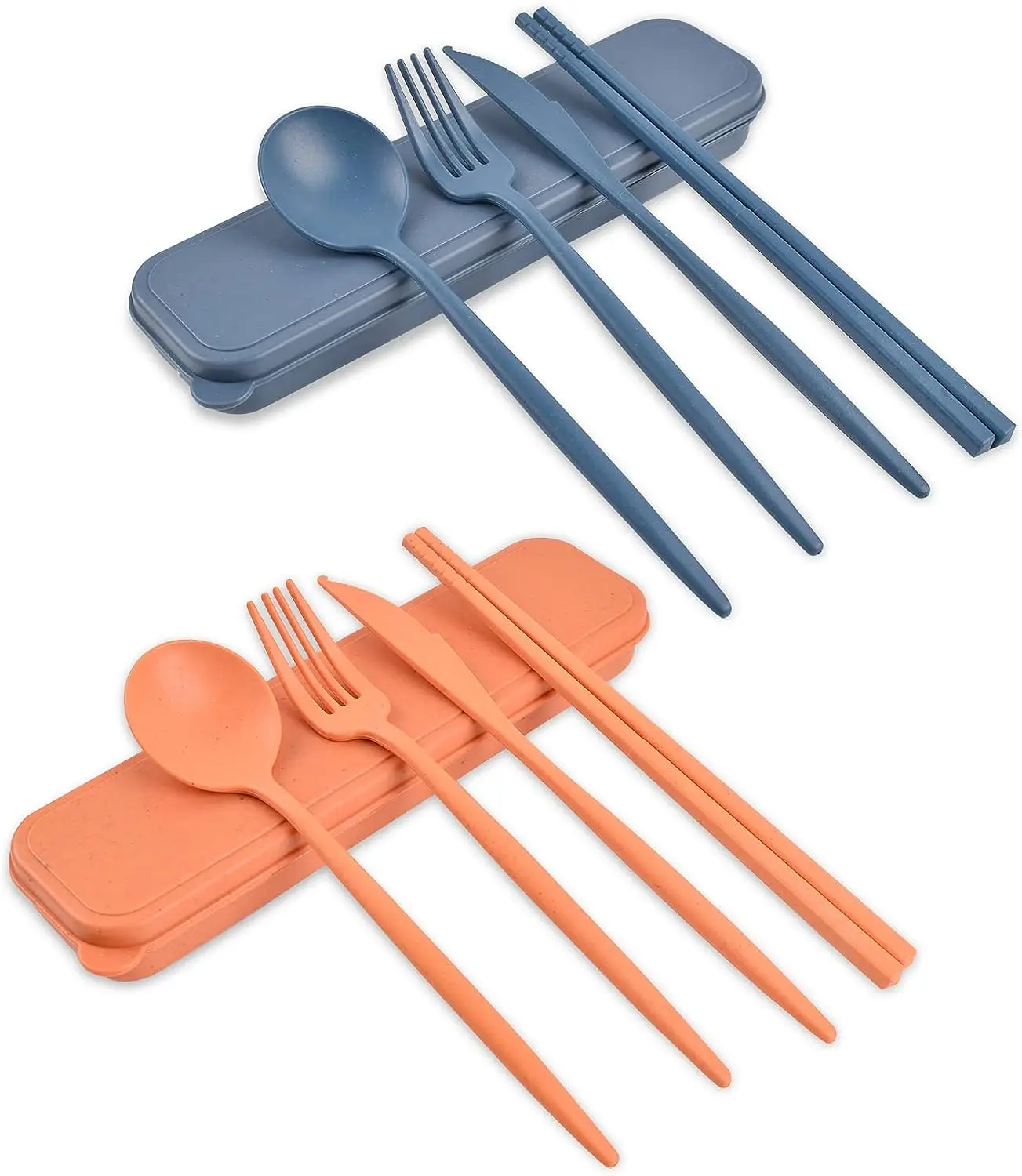 4pcs Reusable Wheat Straw Cutlery Set Flatware Europe Style Wheat Straw Spoon knife Fork Tableware set for Travel Camping