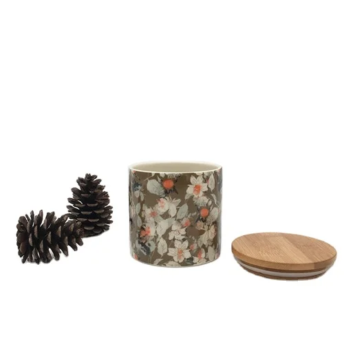 Decoration handmade ceramic canister with lid and rubber seals
