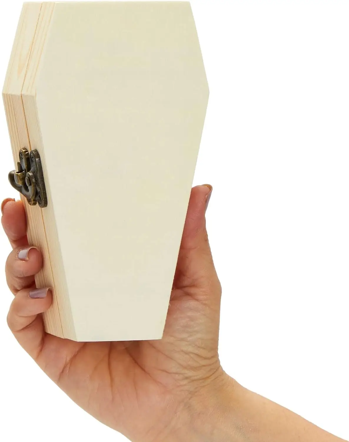 6-Piece unfinished Halloween coffin box with hinged lid