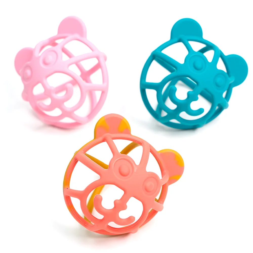 Wo Silicone New Design Baby Teether Bear Shape Ball Toys Silicone Baby Teethers Bpa Free Food Grade Ball