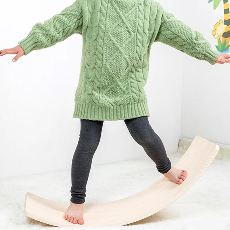 Fitness Balance Curvy Board Multifunction Rocker Wooden Wobble Balance Board For Kids