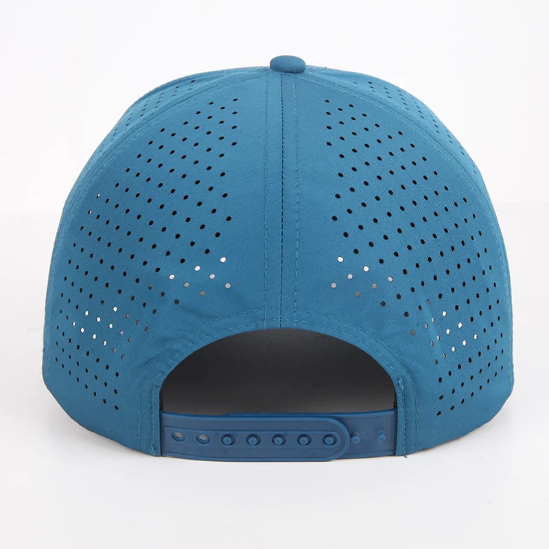 Custom Logo 5 Panel Rope Baseball Cap Laser Cut Hole Sport Running Dad Hat 100% Polyester Unstructured Golf Hat