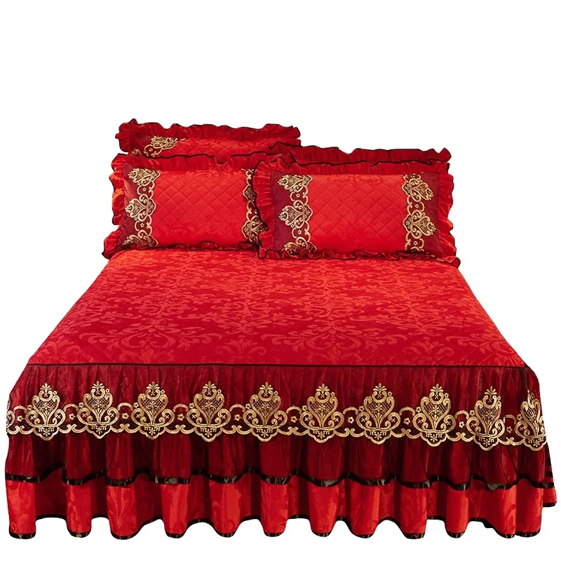 Красные бархатные хлопковые стеганые Чехлы в американском стиле для свадебной