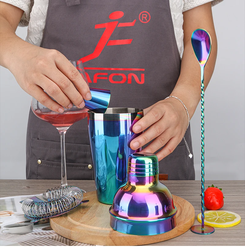 Top Seller Various Colors Styles Double Wall Recipe Shakers Cocktail Maker Bar Tools Set Stainless Steel Barwar